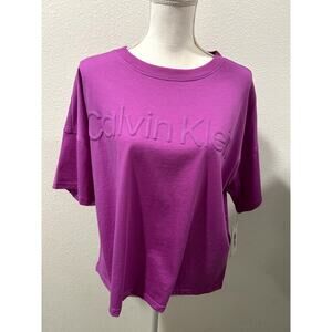 Calvin Klein Womens Cropped T-Shirt Top XL Short Sleeve 100% Cotton Crewneck New